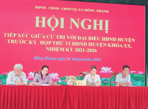 Hội nghị tiếp xúc giữa cử tri xã Hồng Thành  với đại biểu HĐND huyện trước kỳ họp thứ 13 HĐND huyện  khóa XX nhiệm kỳ 2021-2026